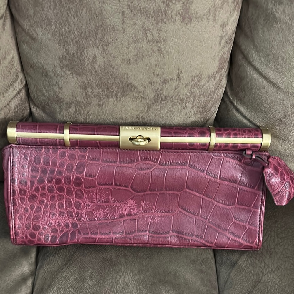Brahmin Pink Crocodile Embossed Clutch